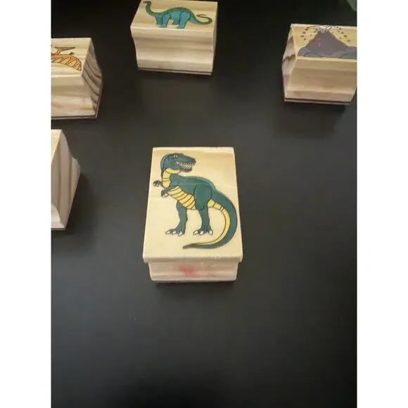 Lot Of Wooden Rubber Ink Stamp Set Dinosaur Scrapbook Arts And Crafts Kids 226 - Picture 6 of 13